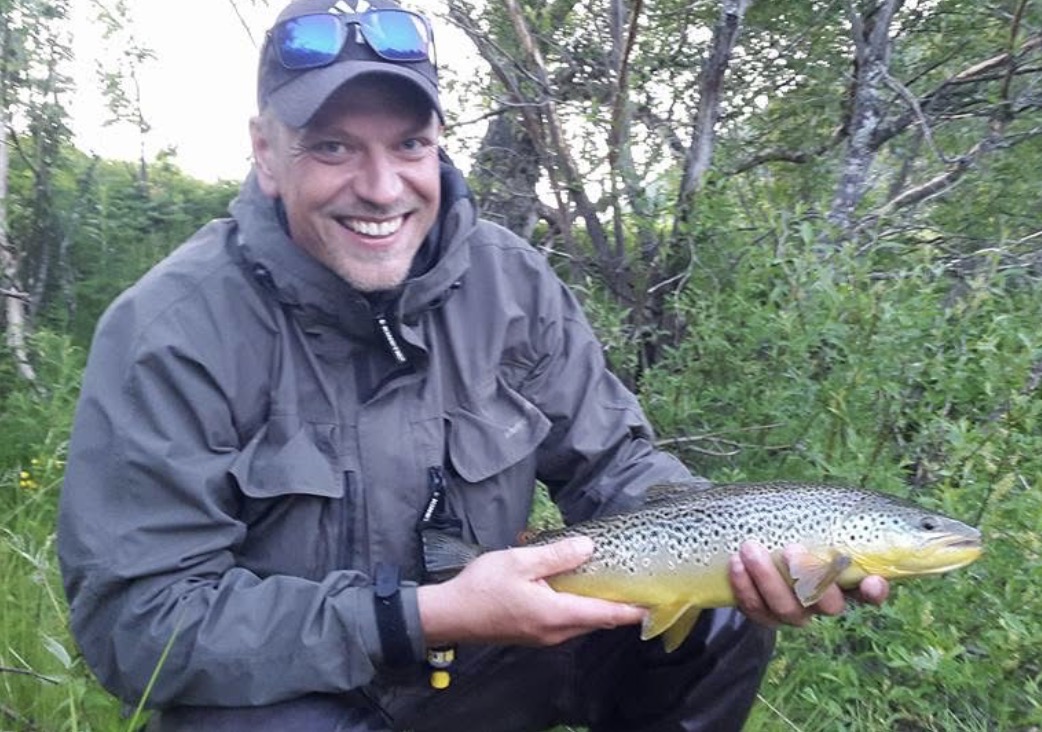 Brown trout caught by the river